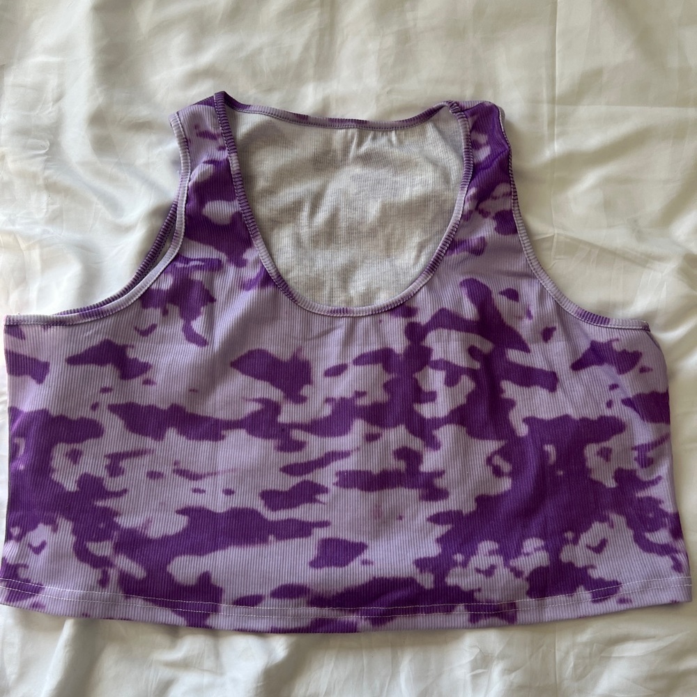 Plus size purple tie dye crop top 2X